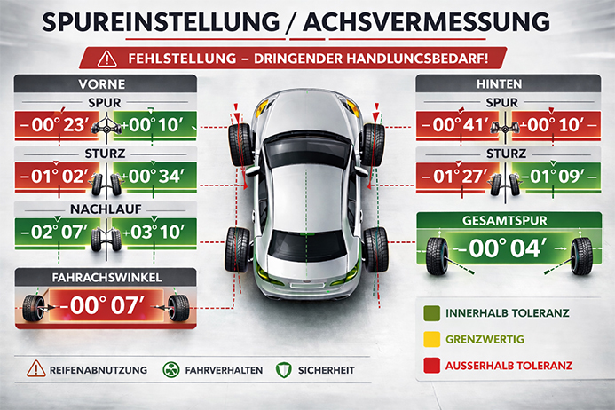 achsvermesseung spureinstellung reifenzentrum seestadt vorher